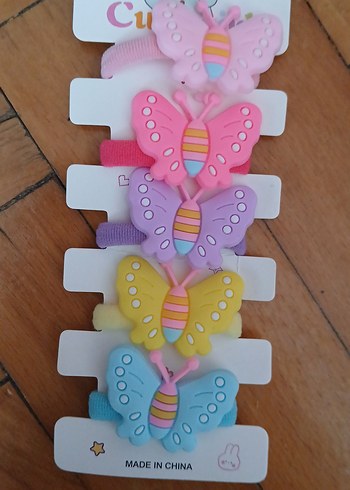 çok renkli kelebek lastikli tokalar - Görsel 3