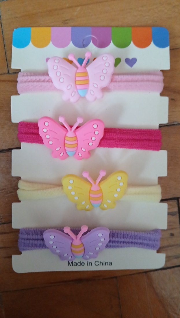çok renkli kelebek lastikli tokalar - Görsel 2
