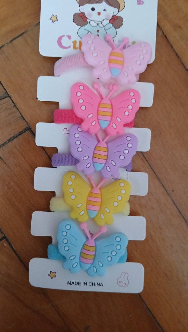 çok renkli kelebek lastikli tokalar - Görsel 3