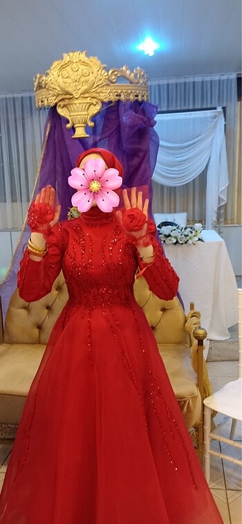 36 Beden kırmızı Renk Kına Elbisesi/ kınalık / kırmızı abiye