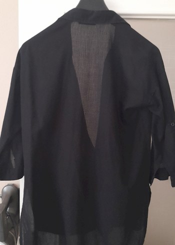 Collezione Düğmeli Siyah Keten Kadın Gömlek