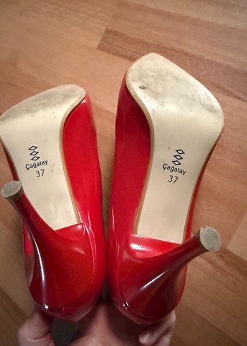 37 Beden kırmızı Renk Parlak Kırmızı Rugan Minimalist Stiletto Topuklu
