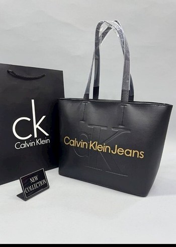 Siyah Parlak Calvin Klein Deri Kadın Çanta