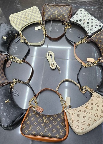  Beden Luis Vuitton Zincir Detaylı Kahverengi Deri Kadın Çanta