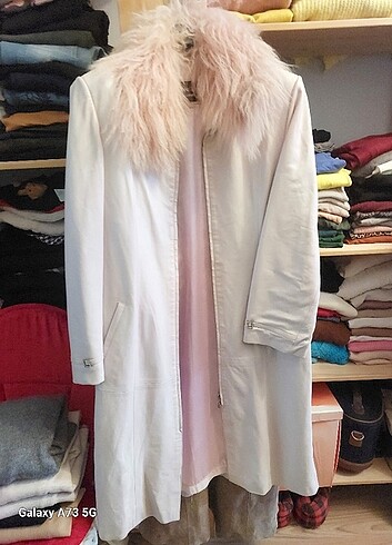Moncler Pembe Hakiki Deri Bayan Trenchcoat