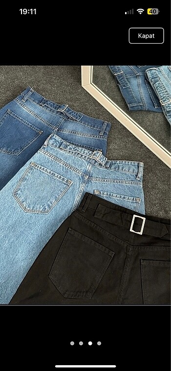 40 Beden Arkası tokalı baggy jean