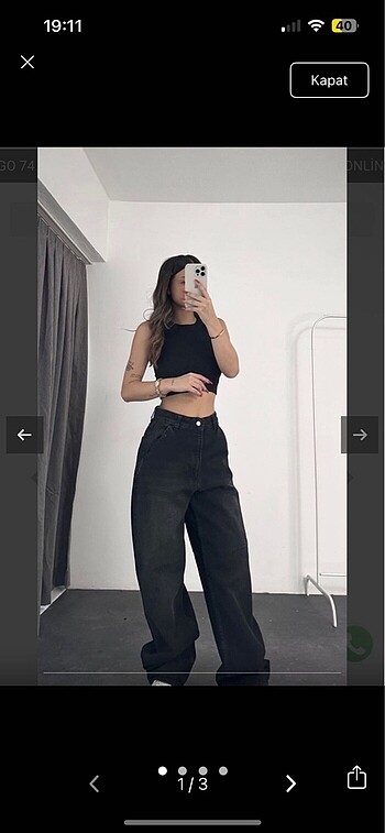 Arkası kemerli/tokalı baggy jean