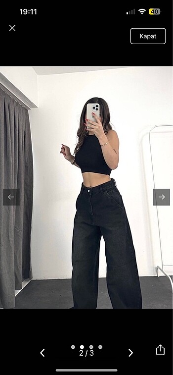 Zara Arkası kemerli/tokalı baggy jean