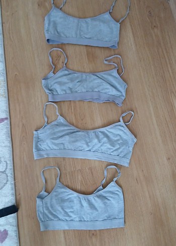 Gri Sporcu Sütyeni Seti 4'lü
