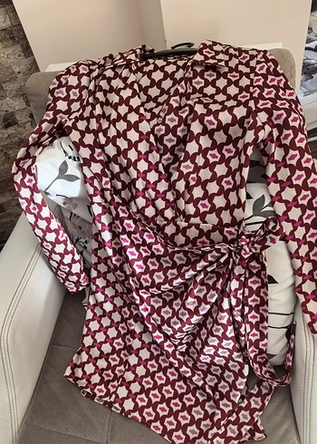 Geometrik desen kısa elbise - Görsel 2