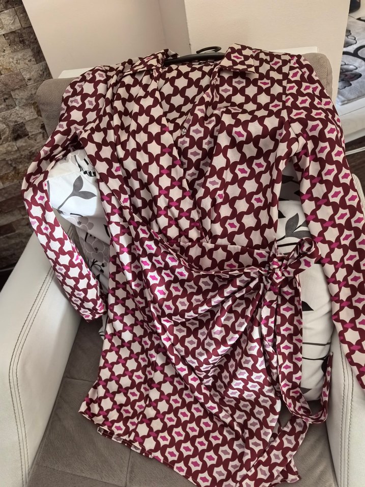 Geometrik desen kısa elbise - Görsel 2