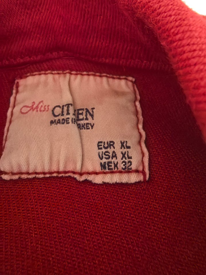 Kadın Kırmızı Düğmeli Denim Ceket - Görsel 5