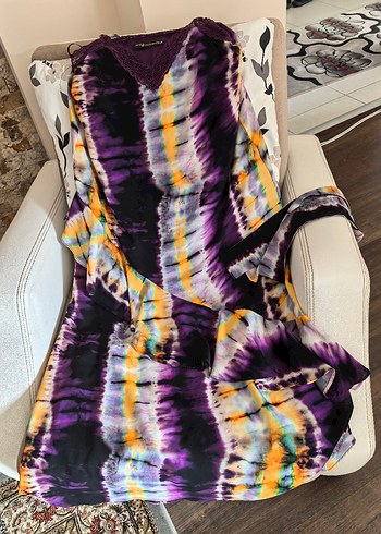 Bohem Uzun Bağlama Desenli  askılı Elbise S M uyumlu - Görsel 7