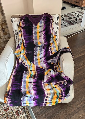 Bohem Uzun Bağlama Desenli  askılı Elbise S M uyumlu - Görsel 2