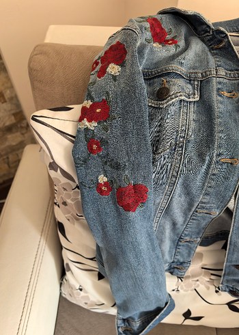 Nakışlı Kadın Kot Ceket - Görsel 2