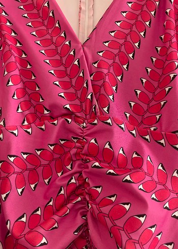 Pembe kırmızı uzun elbise - Görsel 3