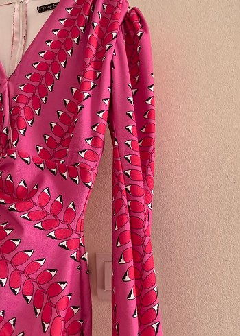 Pembe kırmızı uzun elbise - Görsel 7