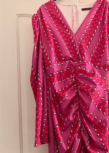 Pembe kırmızı uzun elbise - Görsel 6