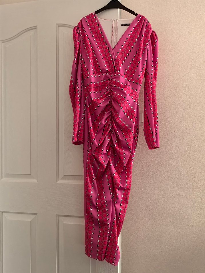 Pembe kırmızı uzun elbise - Görsel 2