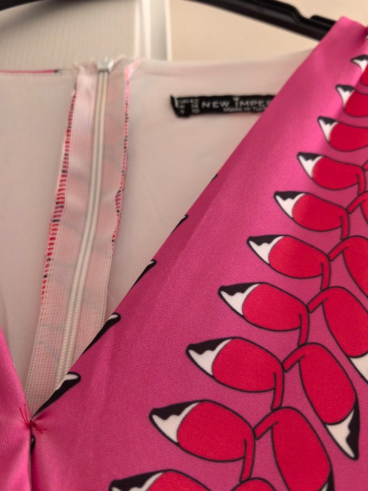 Pembe kırmızı uzun elbise - Görsel 5