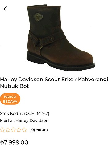 Harley Davidson Erkek Kahverengi Nubuk Bot