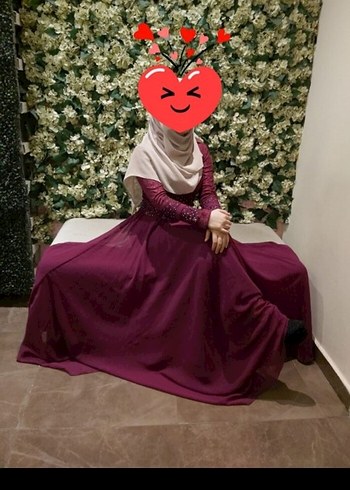 Bordo Uzun Kollu Drapeli Kadın Abiye Elbise - Görsel 2