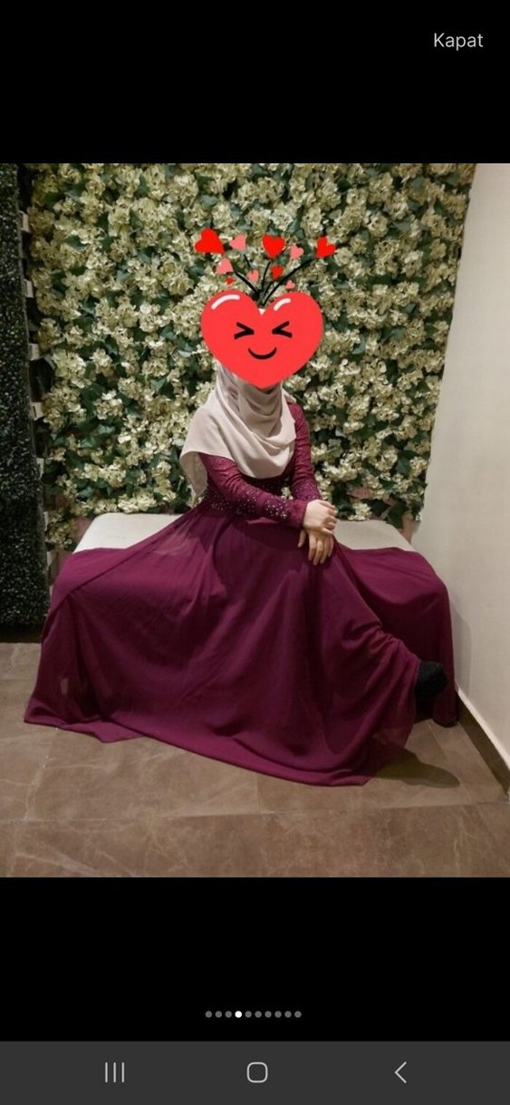 Bordo Uzun Kollu Drapeli Kadın Abiye Elbise - Görsel 2