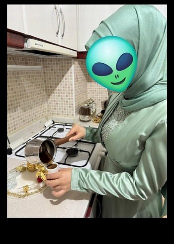 Yeşil Drapeli Uzun Abiye Elbise - Görsel 3