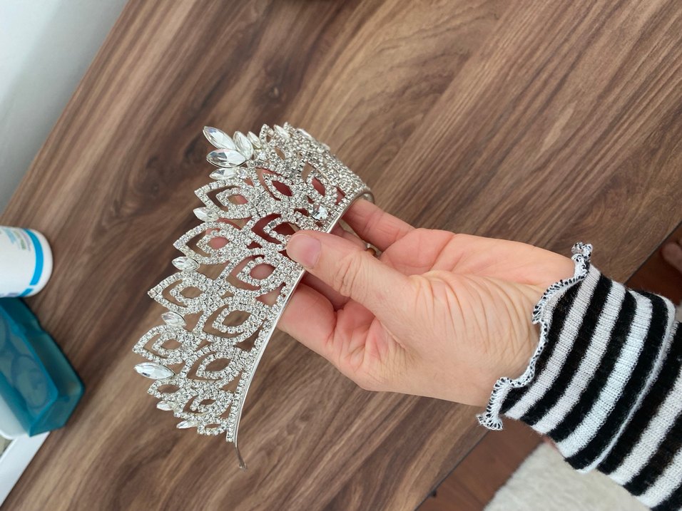 Beyaz Payetli Bohem Gelin Tacı - Görsel 2