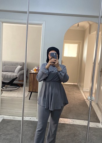 Gri Midi Kadın Salaş takım - Görsel 4