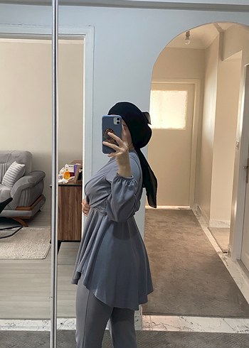 Gri Midi Kadın Salaş takım - Görsel 2