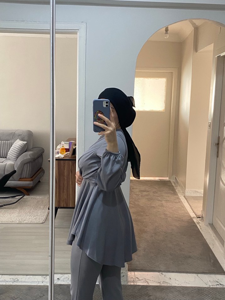 Gri Midi Kadın Salaş takım - Görsel 2