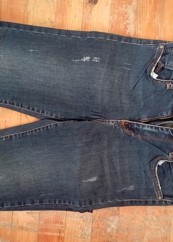 Kadın Kemerli Lacivert Denim Pantolon