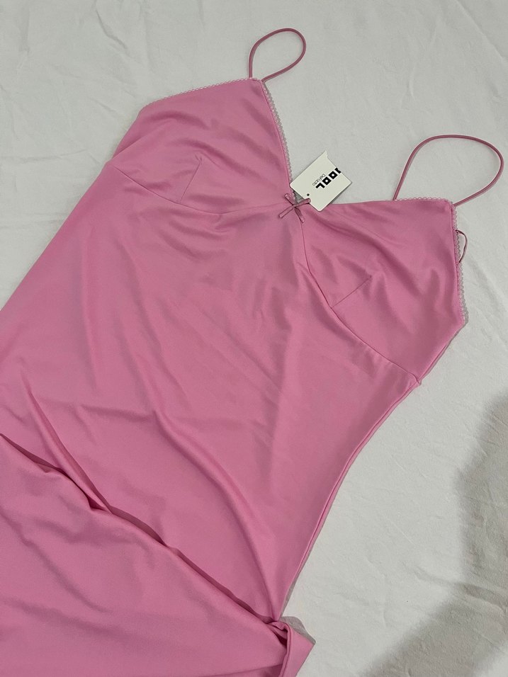 Pembe Uzun Askılı Elbise - Görsel 3