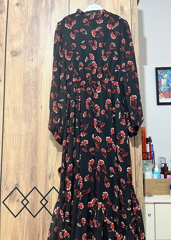 Koton şifon uzun kollu midi elbise - Görsel 4