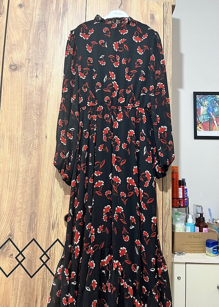 Koton şifon uzun kollu midi elbise - Görsel 5