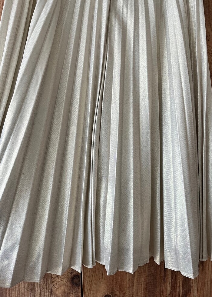 Koton ekru pileli midi etek - Görsel 4