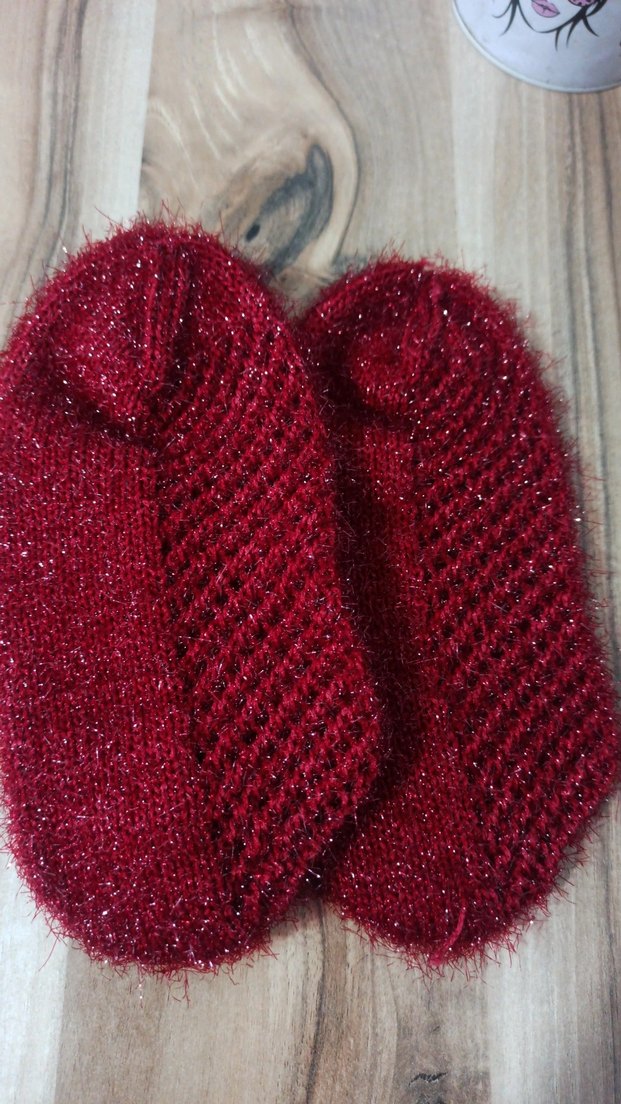 Kadın el örgüsü patik - Görsel 4