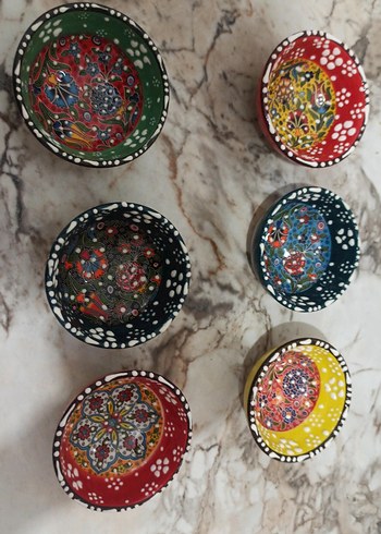 Renkli kahve Yanı lokumluk + 6 lı çay bardağı altlığı - Görsel 2