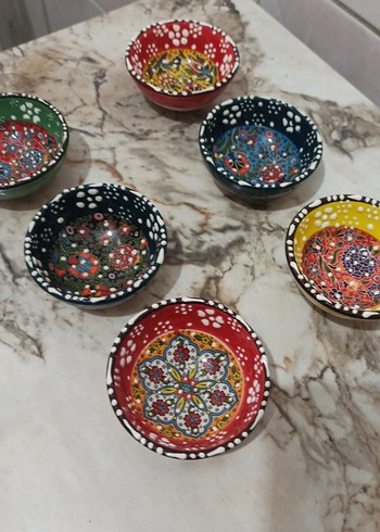 Renkli kahve Yanı lokumluk + 6 lı çay bardağı altlığı - Görsel 3