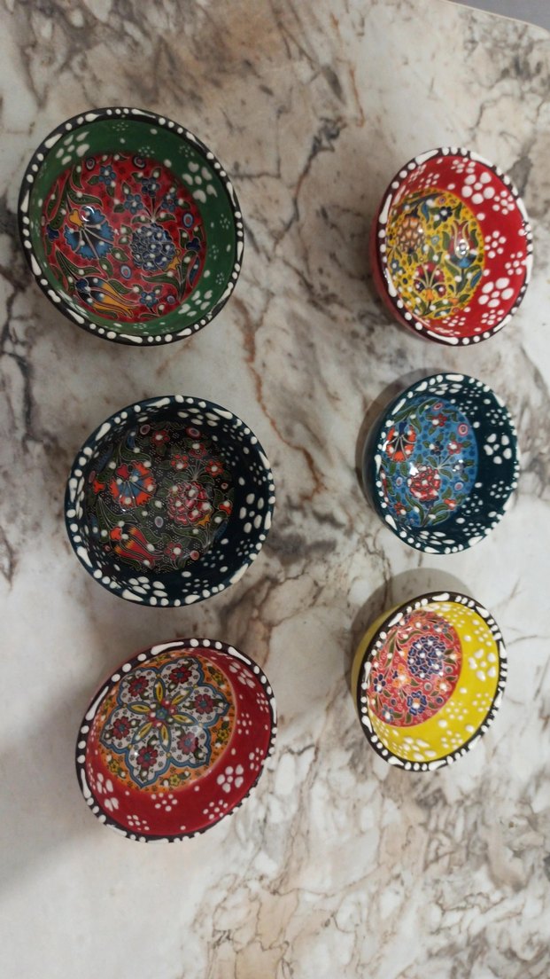 Renkli kahve Yanı lokumluk + 6 lı çay bardağı altlığı - Görsel 2