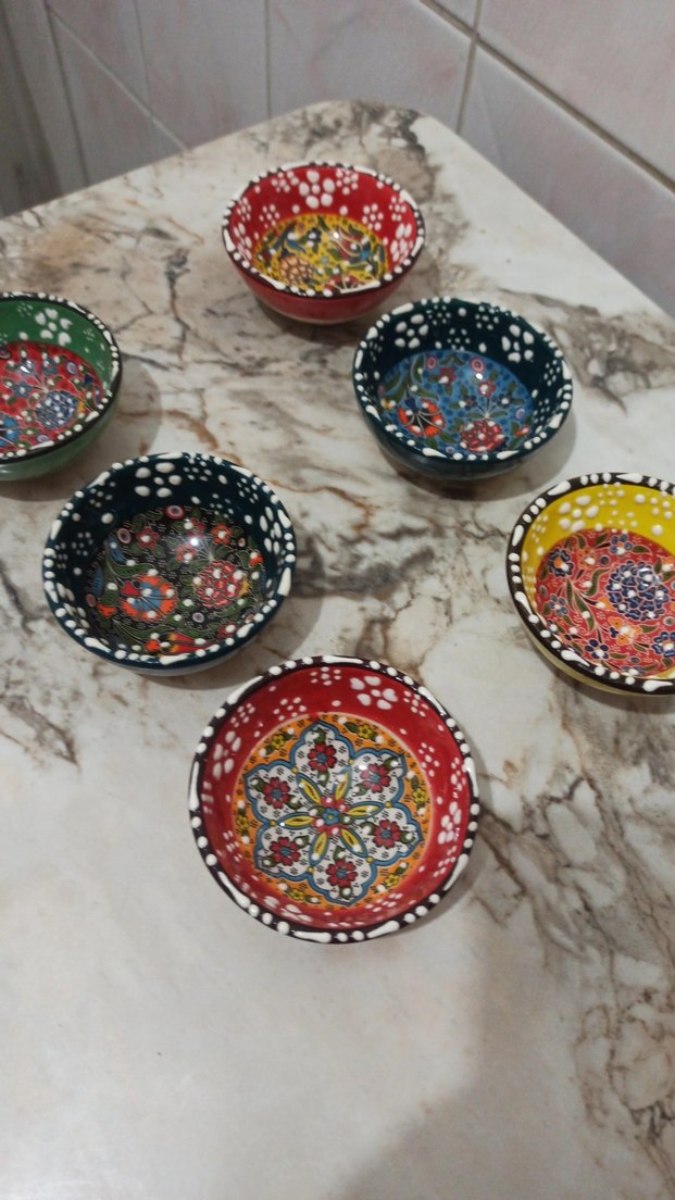 Renkli kahve Yanı lokumluk + 6 lı çay bardağı altlığı - Görsel 3