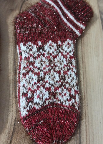 Bordo Desenli kadın hanım Çorap - Görsel 3