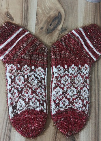 Bordo Desenli kadın hanım Çorap - Görsel 4