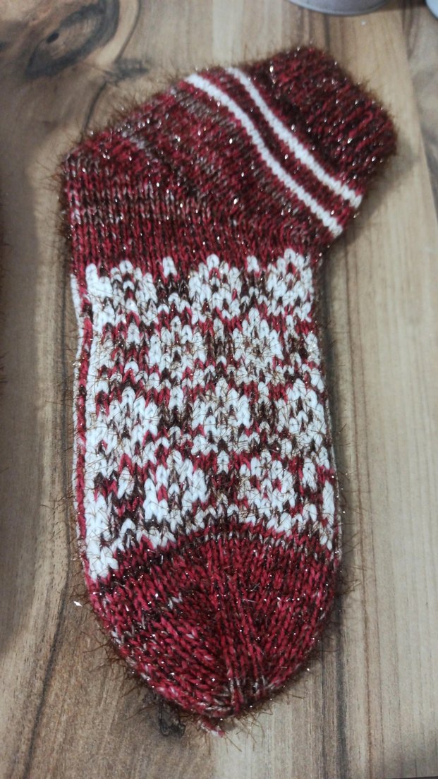 Bordo Desenli kadın hanım Çorap - Görsel 3