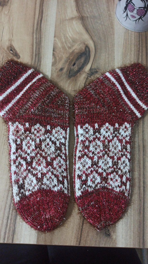 Bordo Desenli kadın hanım Çorap - Görsel 4