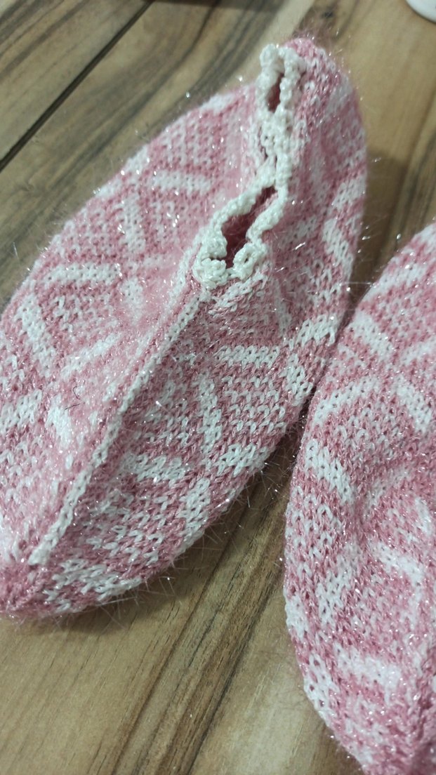 Pembe Örgü Kadın patik - Görsel 2