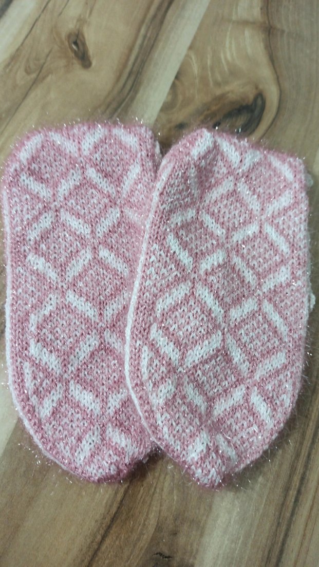 Pembe Örgü Kadın patik - Görsel 3