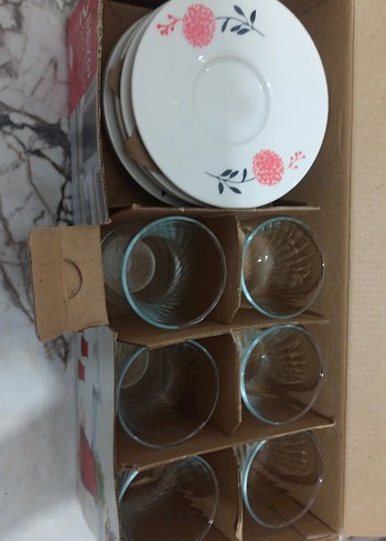 Modernica 12 Parça Çay Seti - Kırmızı ve Gri - Görsel 2