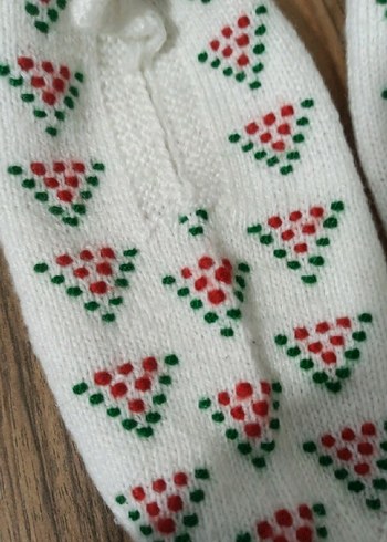 Nakışlı Beyaz Örgü Kadın patik - Görsel 3